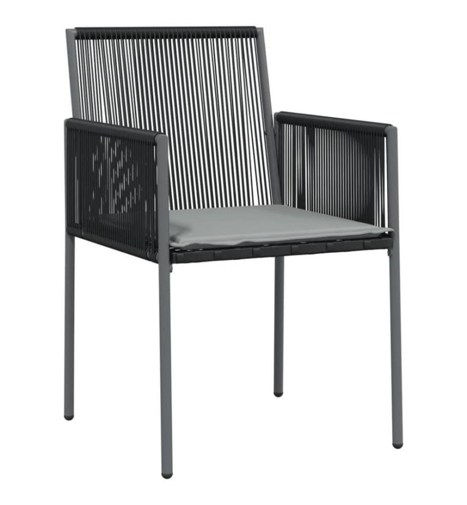Chaises de jardin et coussins lot de 2 noir 54x60,5x83,5 cm