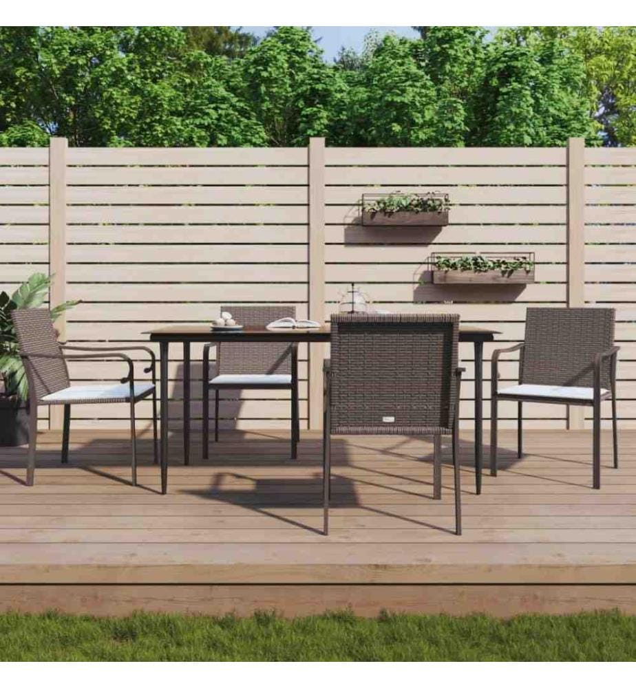 Chaises de jardin et coussins lot de 4 marron 56x59x84 cm rotin