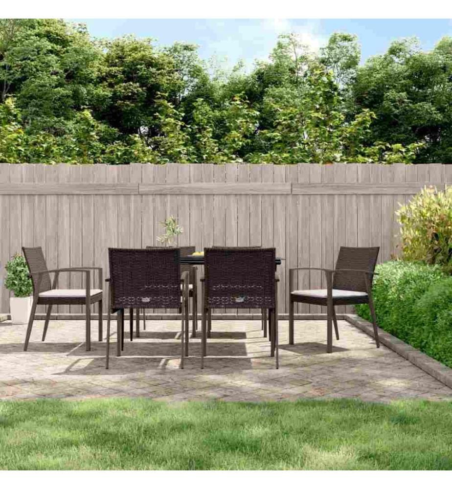 Chaises de jardin coussins lot de 6 marron 56,5x57x83 cm rotin