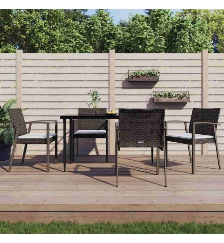 Chaises de jardin coussins lot de 4 marron 56,5x57x83 cm rotin