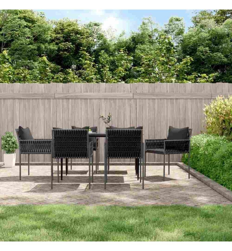 Gartenstühle mit Kissen 6 Stk. Schwarz 54x61x83 cm Poly Rattan