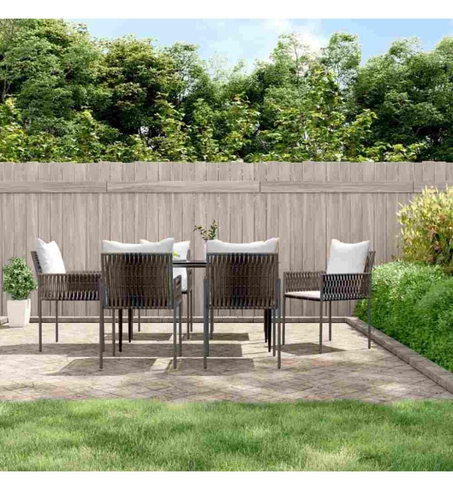 Chaises de jardin et coussins lot de 6 marron 54x61x83 cm rotin