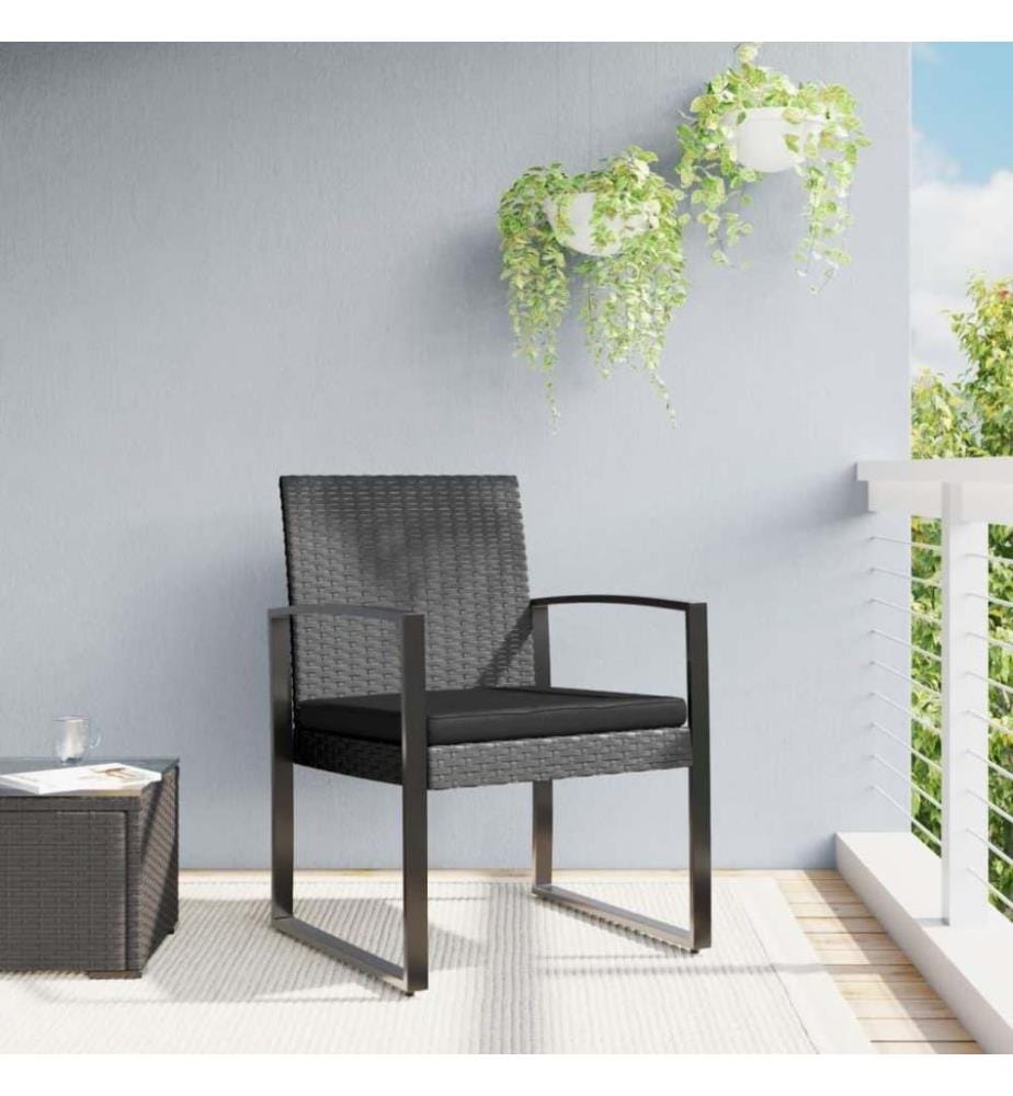 Garten-Esszimmerstühle 2 Stk. Dunkelgrau PP-Rattan