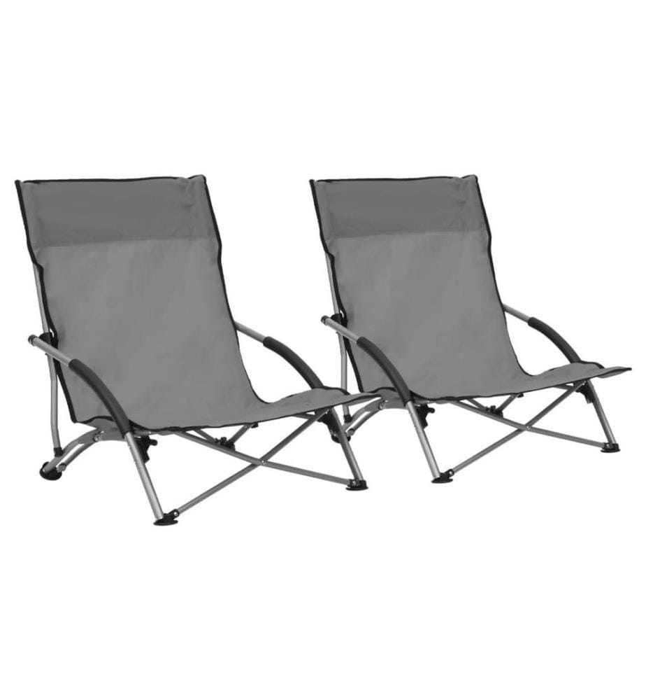 Klappbare Strandstühle 2 Stk. Grau Stoff
