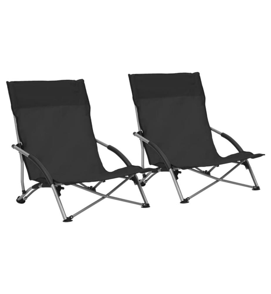 Klappbare Strandstühle 2 Stk. Schwarz Stoff