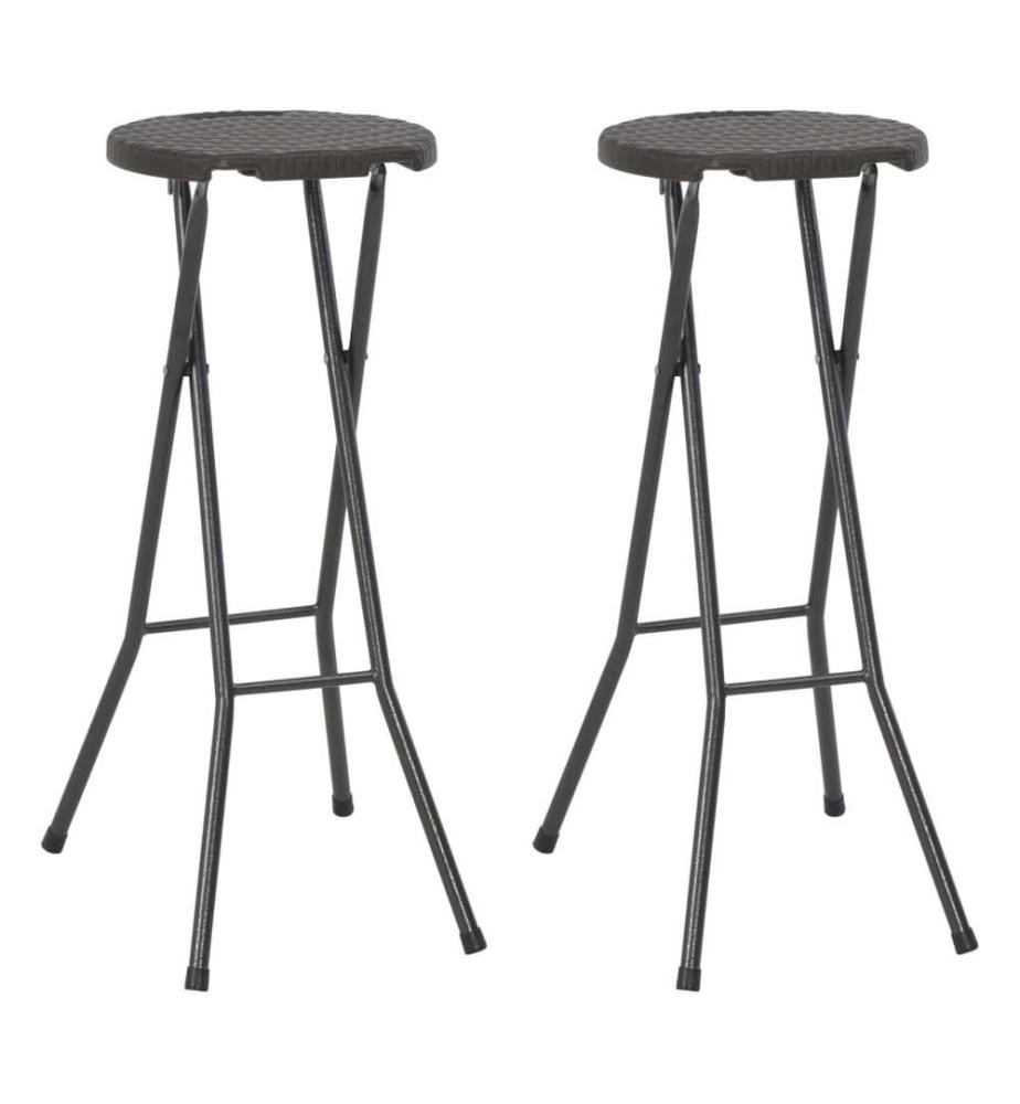 Klappbare Barhocker 2 Stk. HDPE und Stahl Braun Rattanoptik