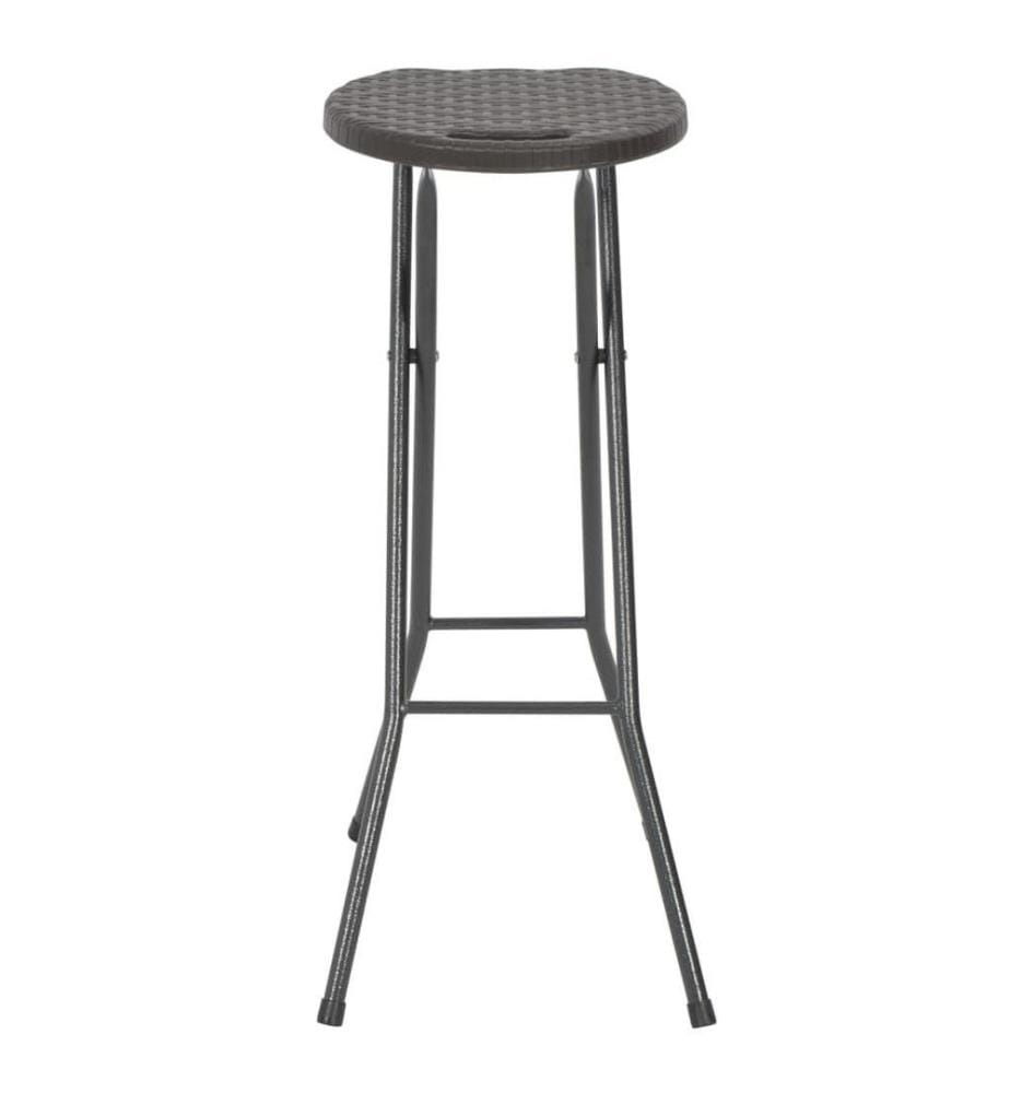 Klappbare Barhocker 2 Stk. HDPE und Stahl Braun Rattanoptik