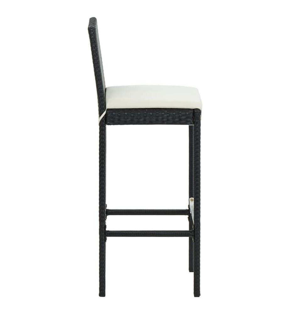 Garten-Barhocker mit Kissen 2 Stk. Schwarz Poly Rattan