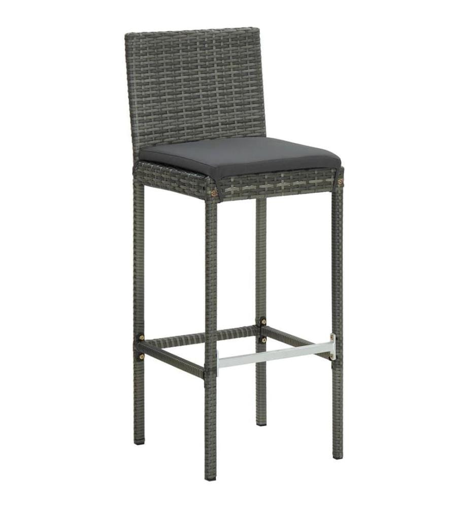 Garten-Barhocker mit Kissen 4 Stk. Grau Poly Rattan