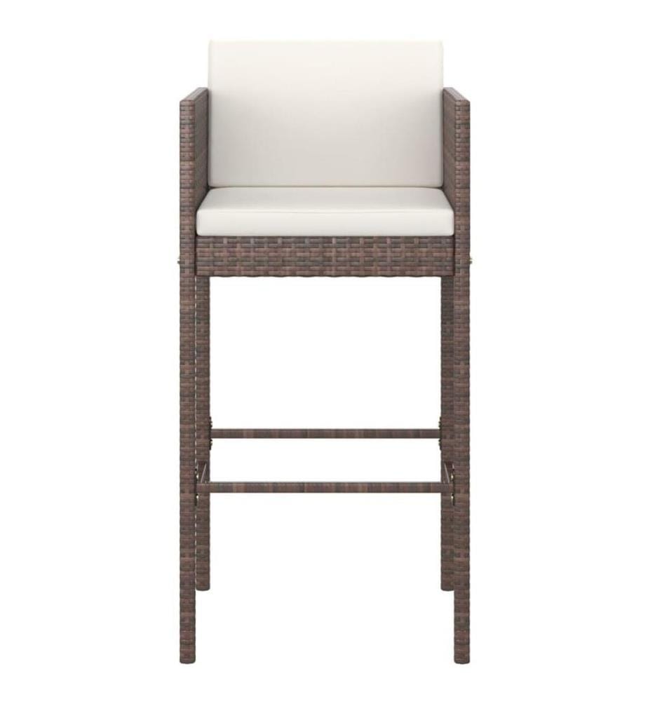Tabourets de bar lot de 2 avec coussins marron résine tressée