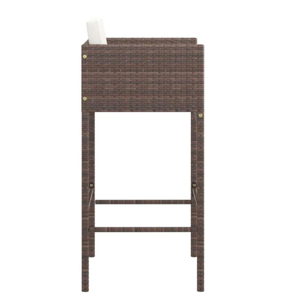 Tabourets de bar lot de 2 avec coussins marron résine tressée