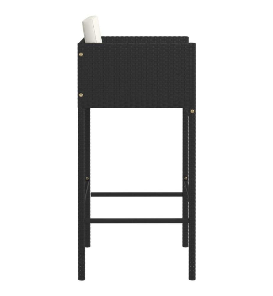 Barhocker 2 Stk. mit Kissen Schwarz Poly Rattan
