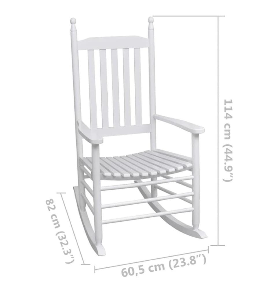 Schaukelstuhl mit Gebogener Sitzfläche Weiss Holz
