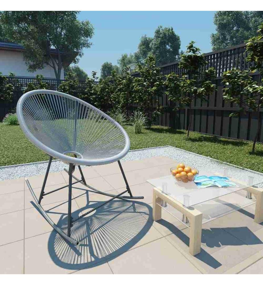 Garten-Mond-Schaukelstuhl Grau Poly Rattan
