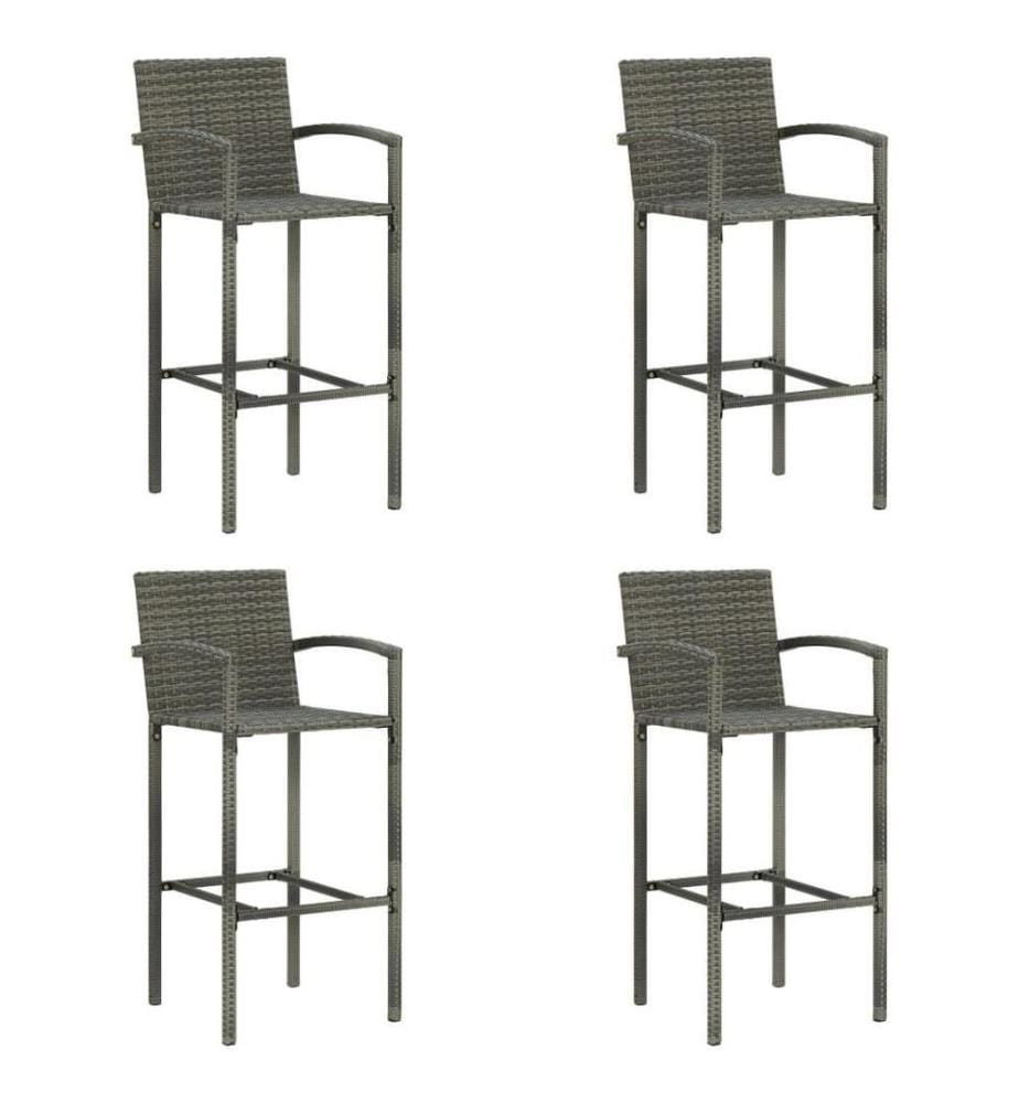 Barhocker 4 Stk. Grau Poly Rattan