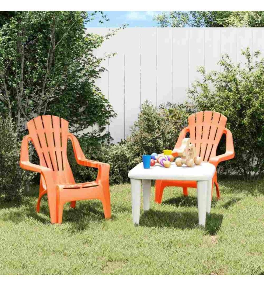 Kinder-Gartenstühle 2 Stk. Orange 37x34x44 cm PP Holzoptik