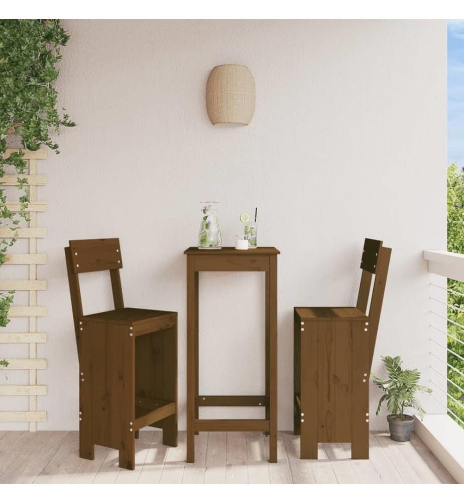 Barhocker 2 Stk. Honigbraun 40x48,5x115,5 cm Massivholz Kiefer