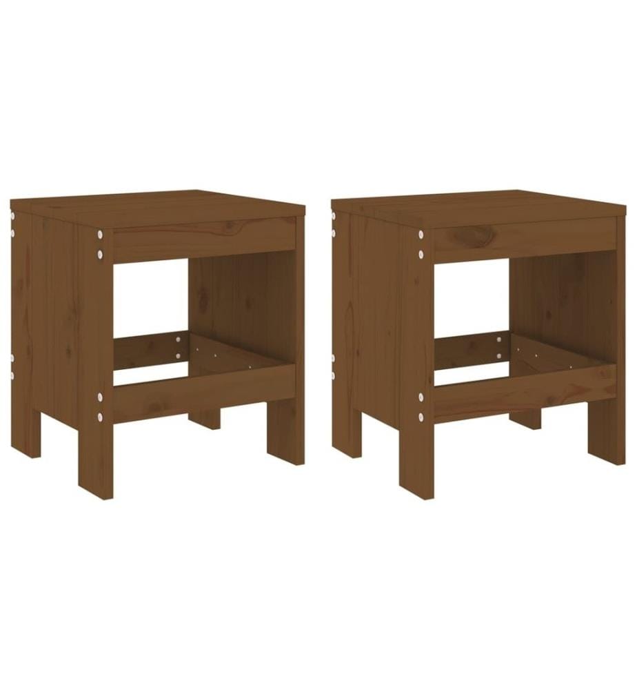 Tabourets de jardin 2 pcs marron miel 40x36x45 cm pin massif