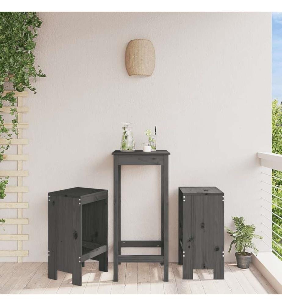 Barhocker 2 Stk. Grau 40x36x75 cm Massivholz Kiefer
