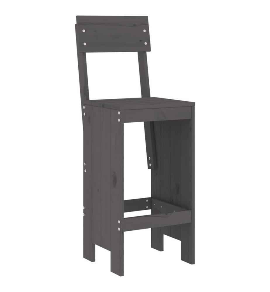Barhocker 2 Stk. Grau 40x48,5x115,5 cm Massivholz Kiefer