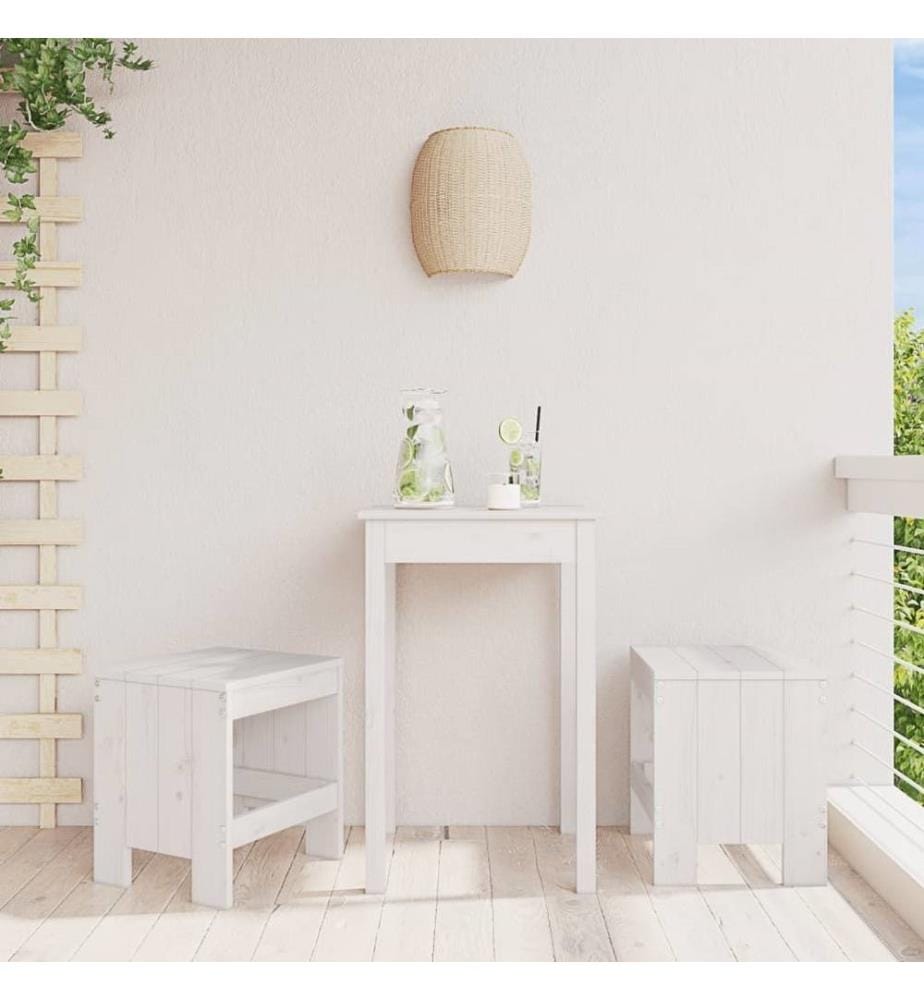 Gartenhocker 2 Stk. Weiss 40x36x45 cm Massivholz Kiefer