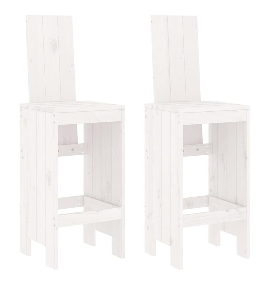 Tabourets de bar 2 pcs blanc 40x42x120 cm bois massif de pin