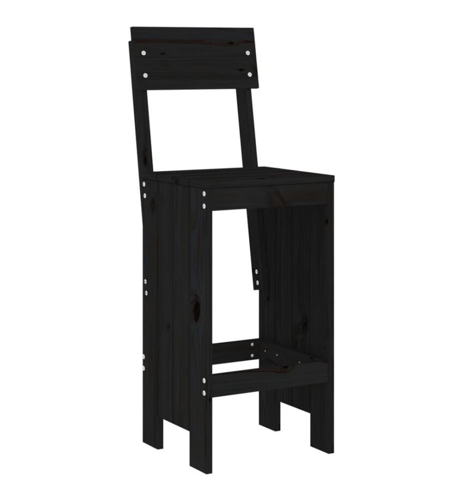 Barhocker 2 Stk. Schwarz 40x48,5x115,5cm Massivholz Kiefer