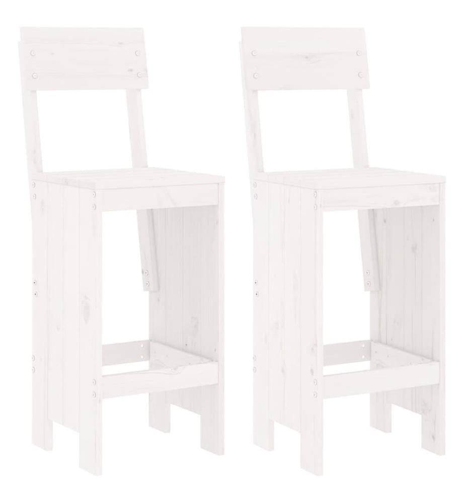 Tabourets de bar 2 pcs blanc 40x48,5x115,5cm bois massif de pin