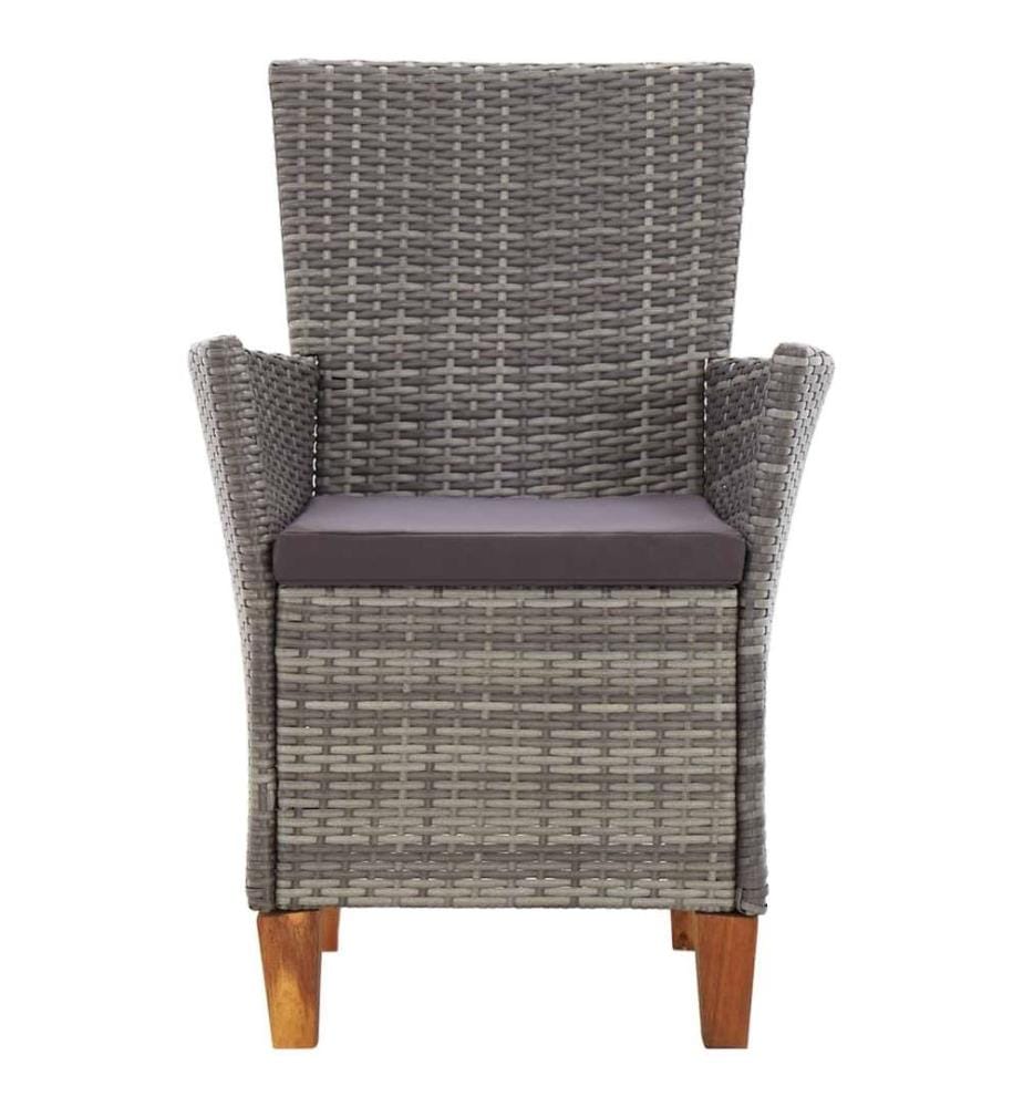 Chaises de jardin 2 pcs avec coussins Résine tressée Gris