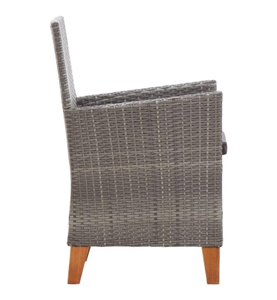 Chaises de jardin 2 pcs avec coussins Résine tressée Gris