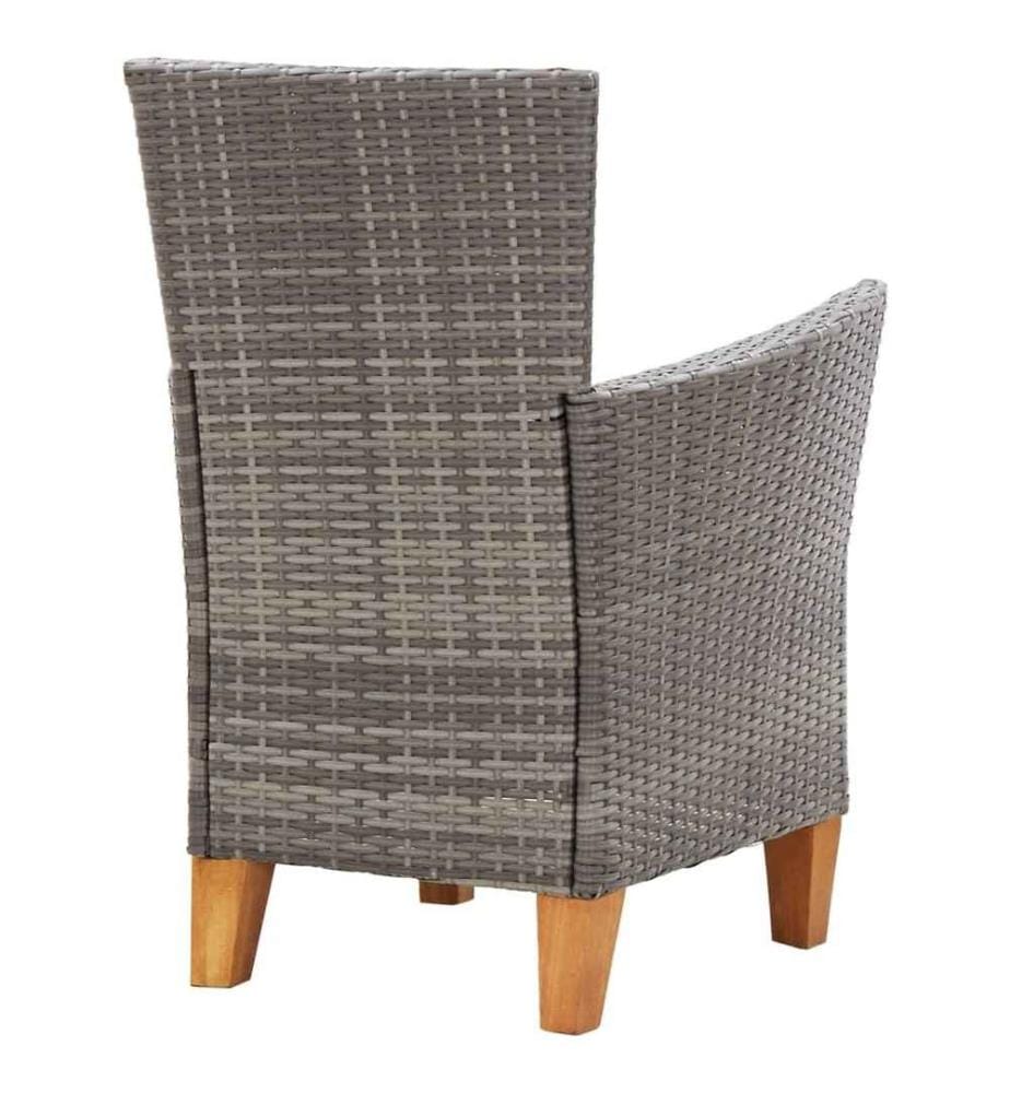 Chaises de jardin 2 pcs avec coussins Résine tressée Gris