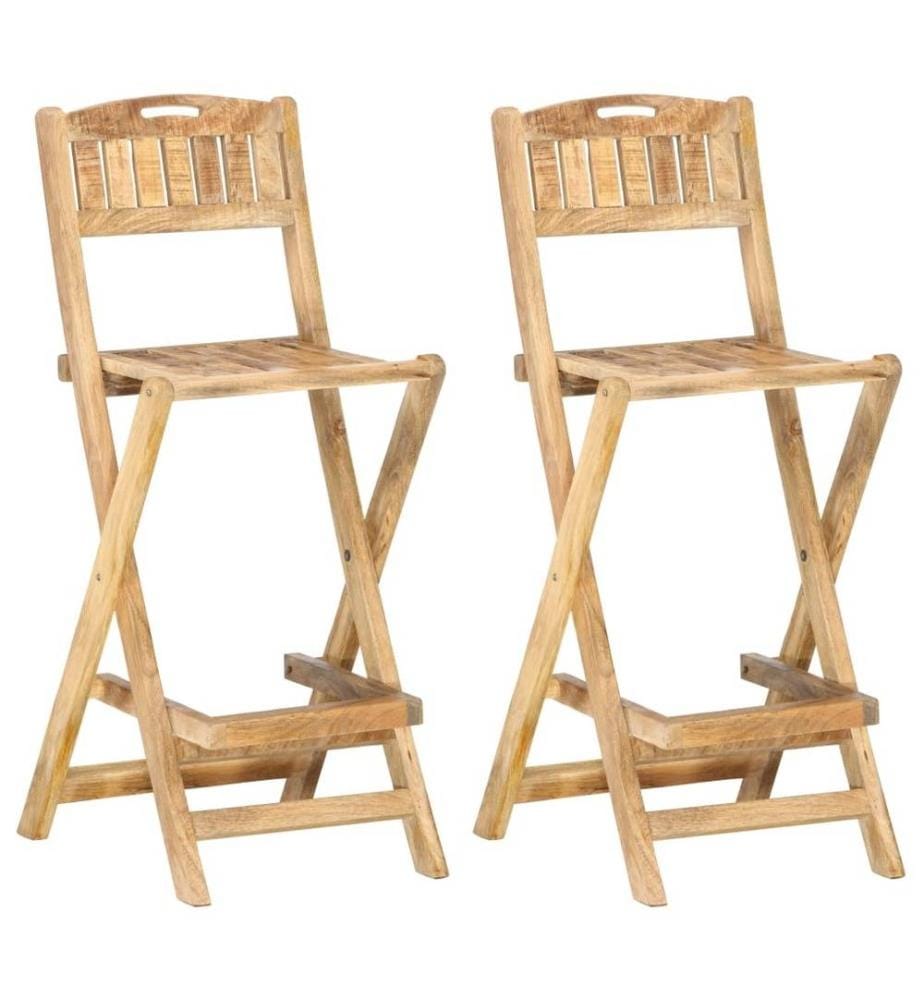 Klappbare Garten-Barstühle 2 Stk. Massivholz Mango
