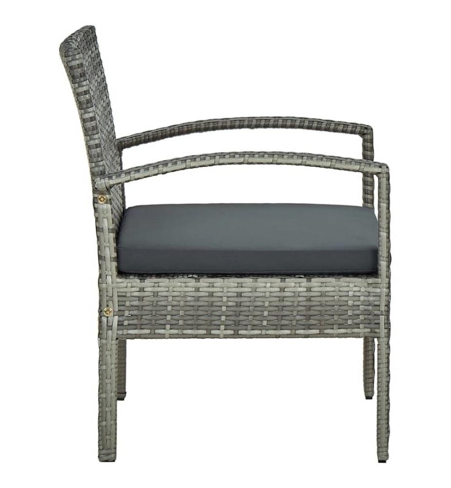 Chaise de jardin avec coussin Résine tressée Gris