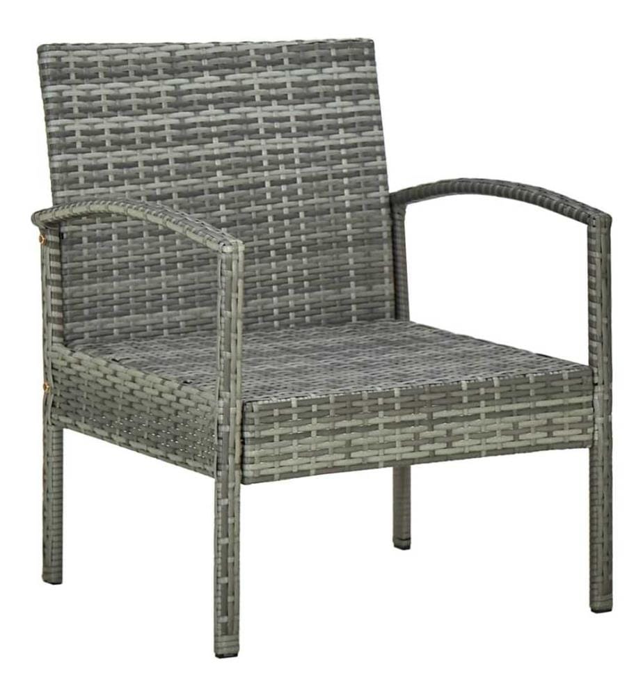 Chaise de jardin avec coussin Résine tressée Gris