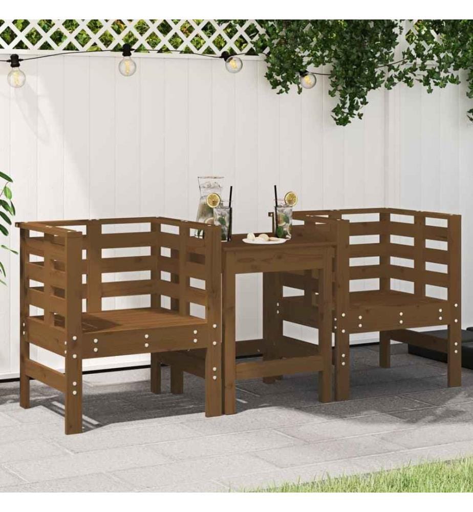 Chaises de jardin lot de 2 marron miel 61,5x53x71 cm pin massif