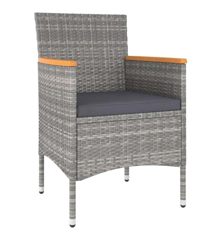 4-tlg. Gartenstuhl und Hocker Set Poly Rattan Grau