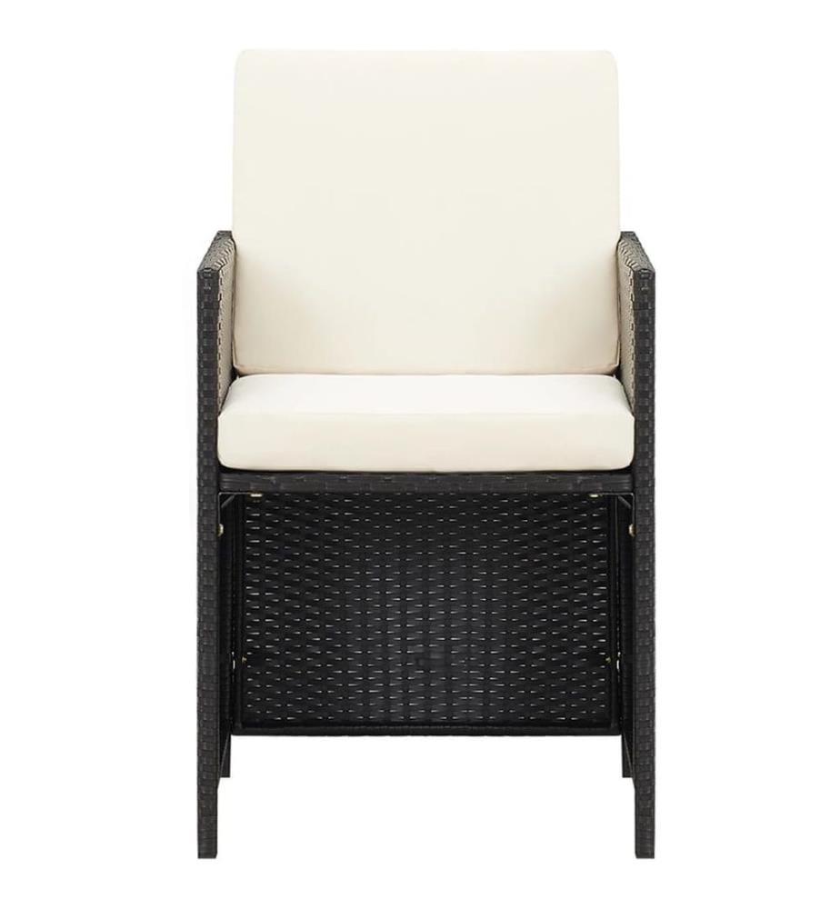 Chaises à manger de jardin avec coussins 4 pcs noir poly rotin