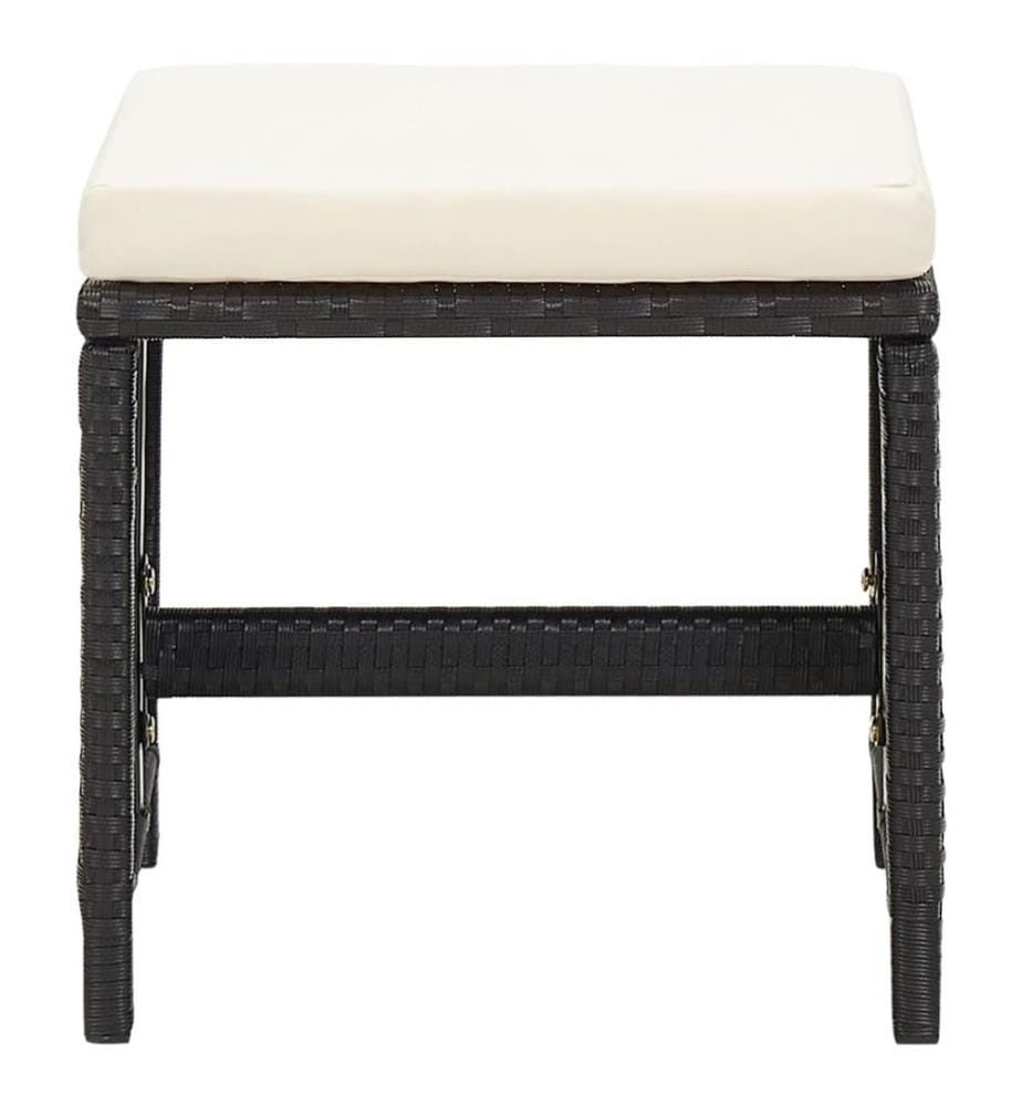 Tabourets de jardin avec coussins 4 pcs noir résine tressée