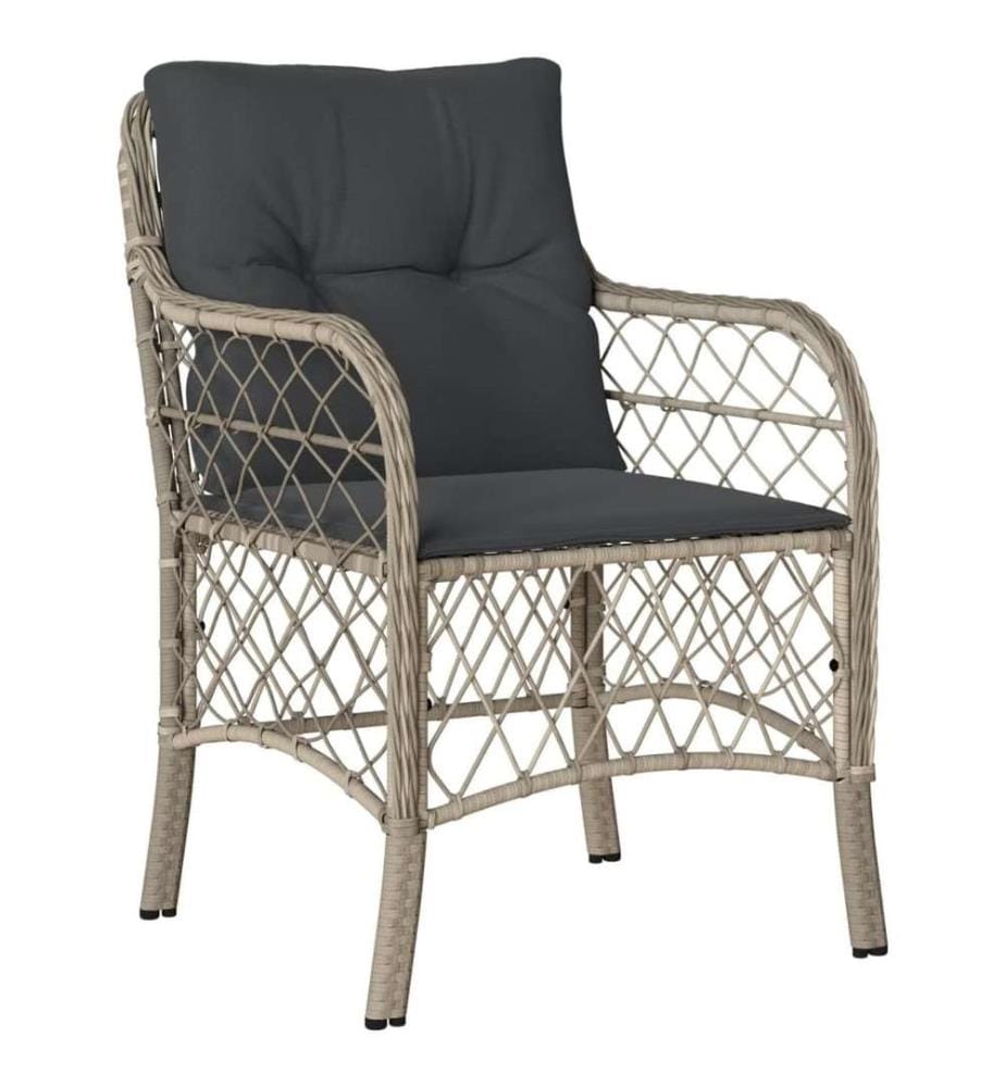 Gartenstühle mit Kissen 2 Stk. Hellgrau Poly Rattan