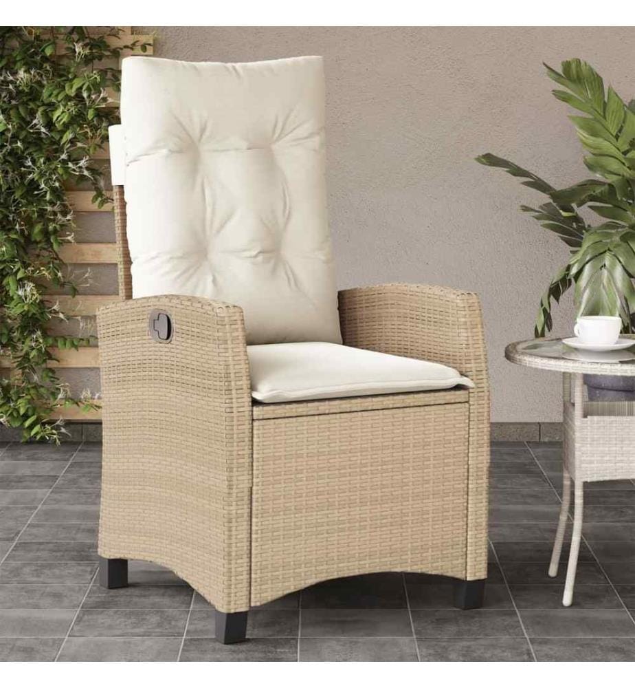 Gartensessel mit Kissen 2 Stk. Verstellbar Beige Poly Rattan