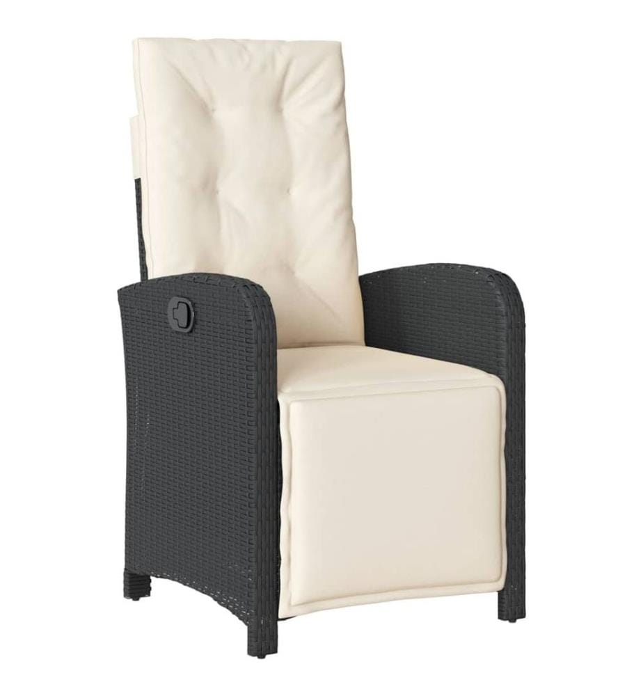 Gartensessel mit Fussteil 2 Stk. Verstellbar Schwarz Poly Rattan