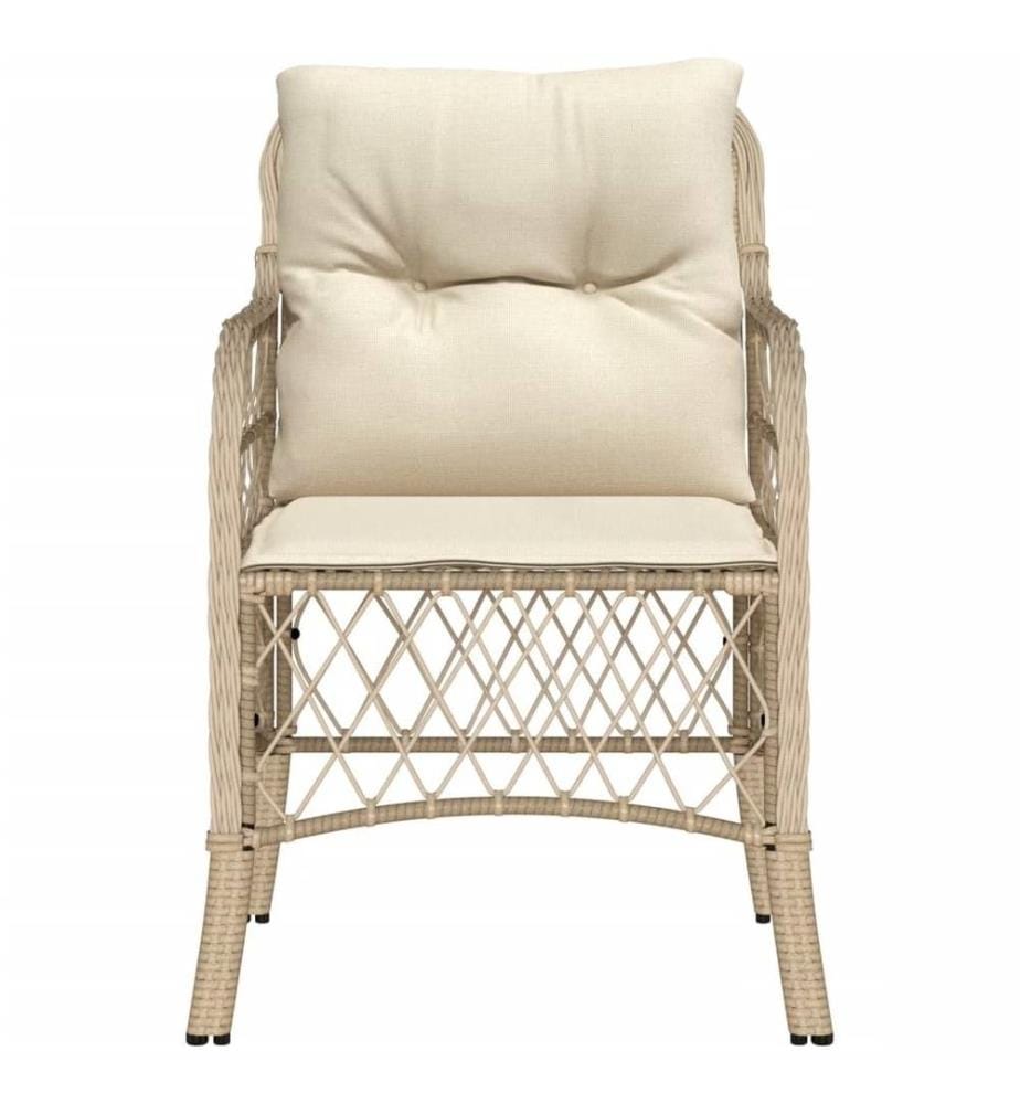 Gartenstühle mit Kissen 2 Stk. Beige Poly Rattan