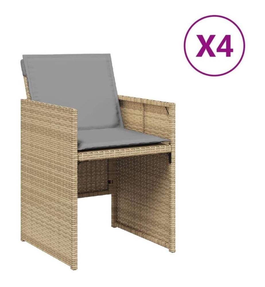Gartenstühle mit Kissen 4 Stk. Beigemischung Poly Rattan