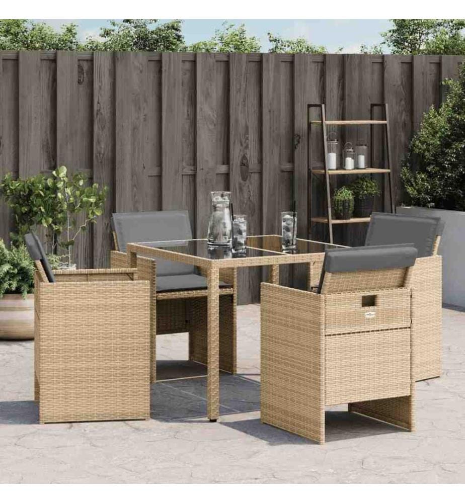 Gartenstühle mit Kissen 4 Stk. Beigemischung Poly Rattan