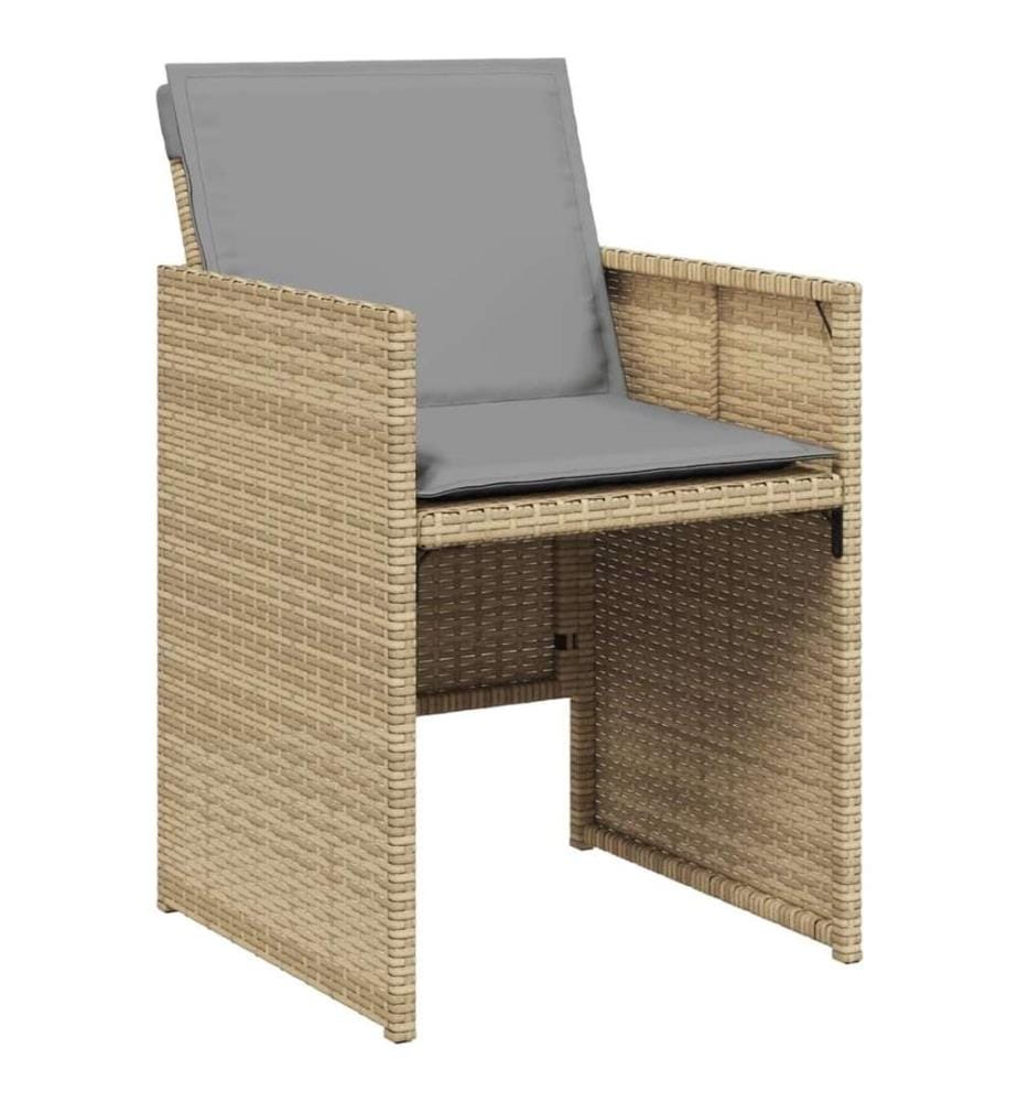 Gartenstühle mit Kissen 4 Stk. Beigemischung Poly Rattan