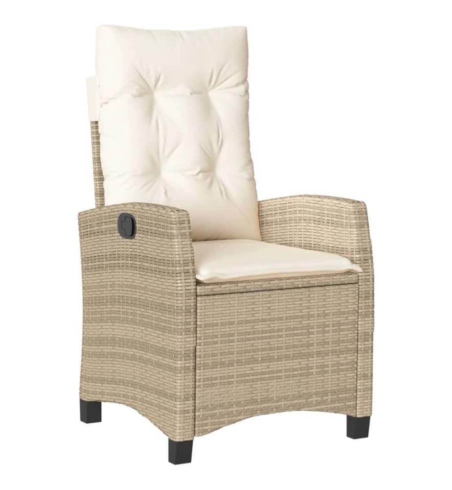 Gartensessel mit Kissen Verstellbar Beige Poly Rattan