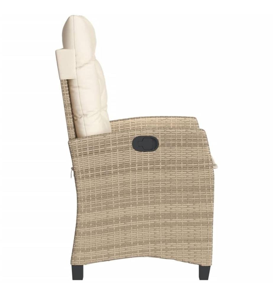 Gartensessel mit Kissen Verstellbar Beige Poly Rattan