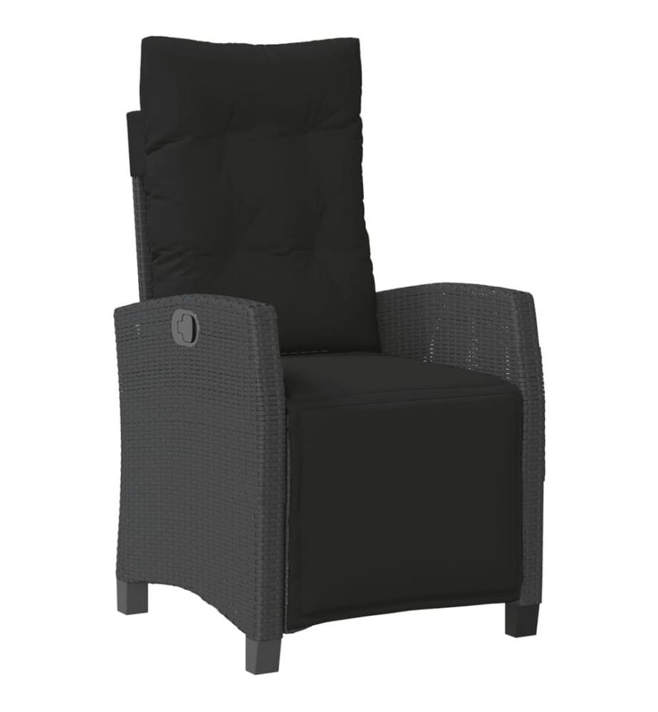 Gartensessel mit Fussteil Verstellbar Schwarz Poly Rattan