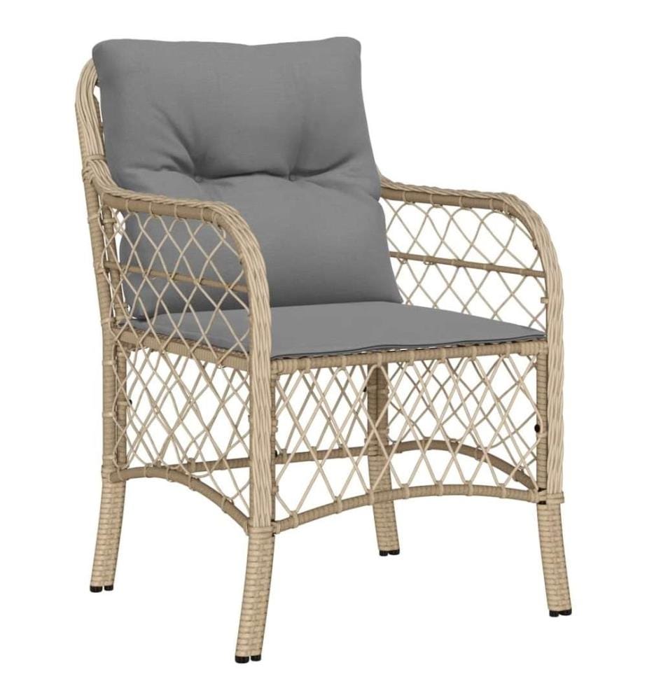 Chaises de jardin avec coussins lot de 2 mélange beige rotin