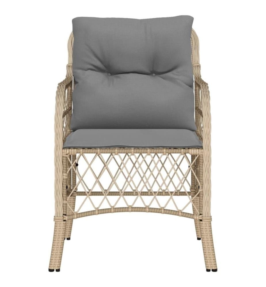 Chaises de jardin avec coussins lot de 2 mélange beige rotin